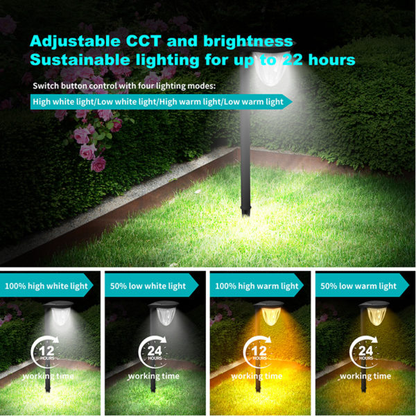 adjustable CCT and brightness solar lawn light